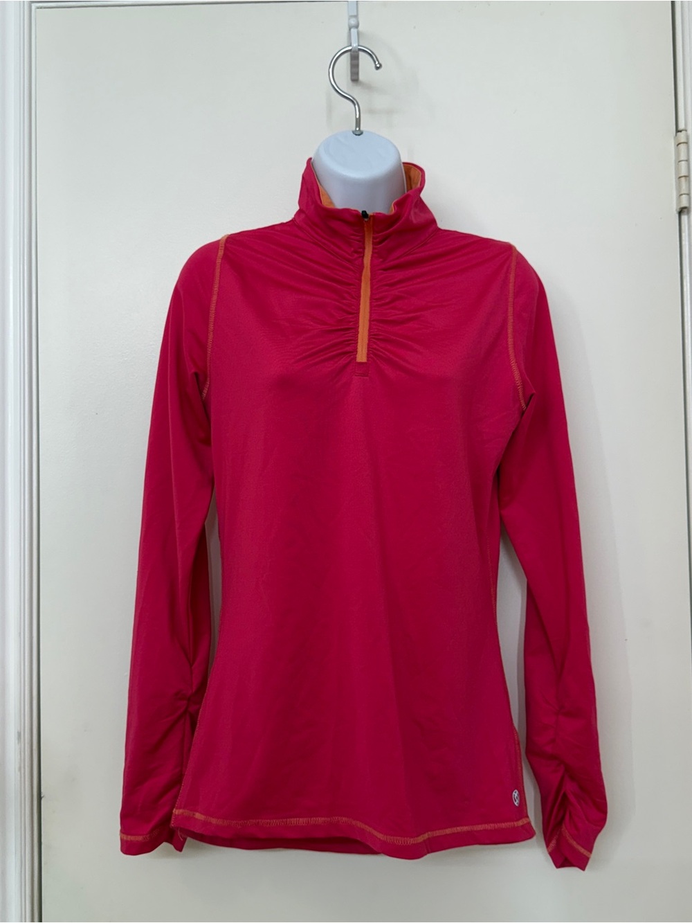 Lija Women’s Golf 1/4 Zip Pullover Top Size M Pink Orange Athletic Activewear